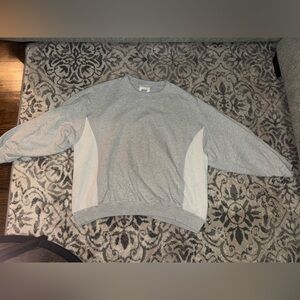 Aerie light grey white color blocked oversized hoodie size XL